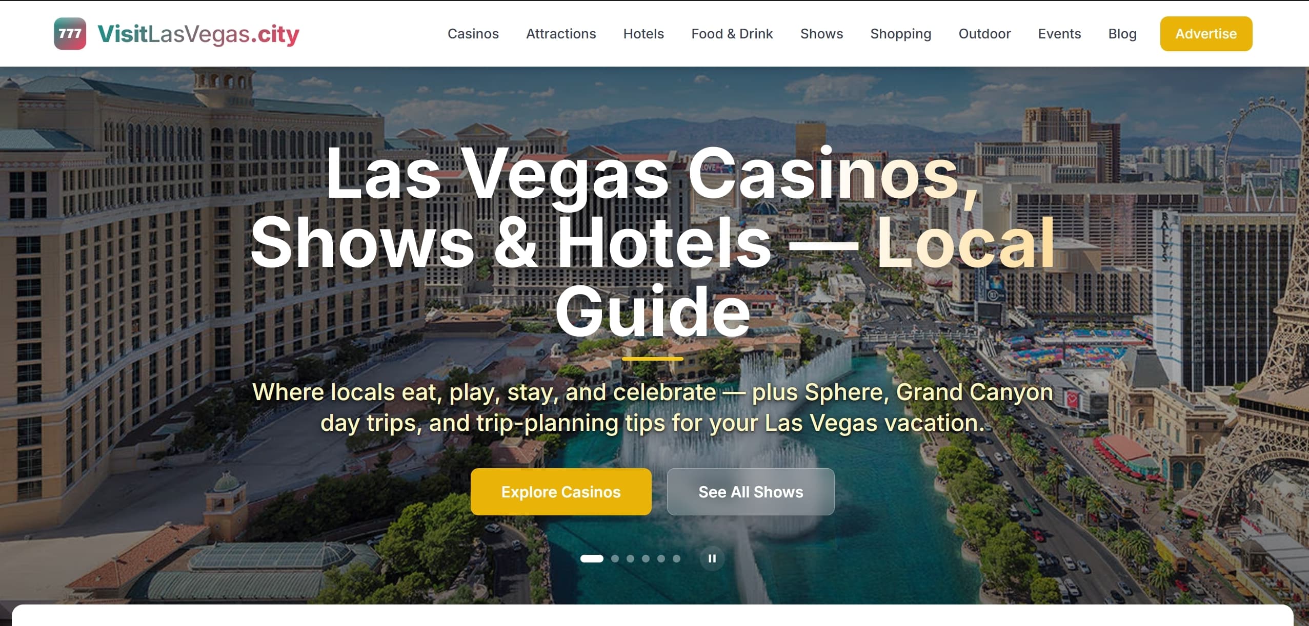 VisitLasVegas.city homepage — Las Vegas Casinos, Shows & Hotels